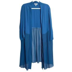 Ulla Popken Open Front Cardigan Sheer Chiffon Pleated Longline Women's Sz 20